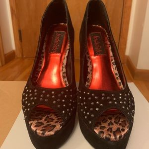 Fredericks of Hollywood Black Suede Studded heel